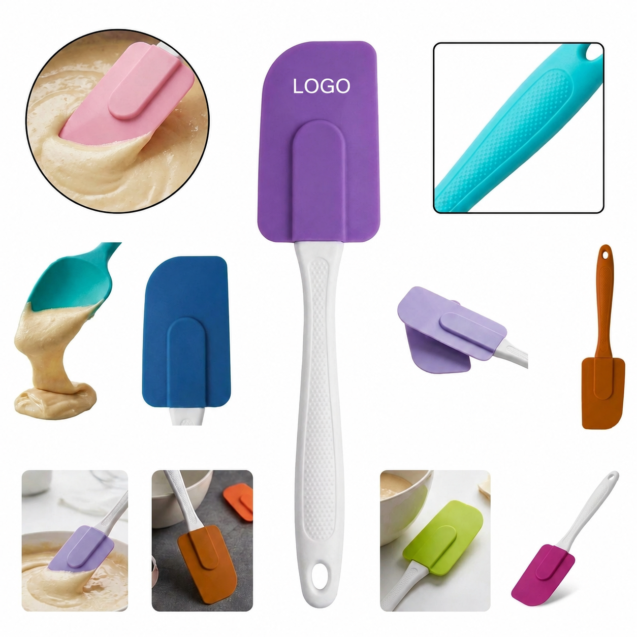 Vibrant Heat-Safe Silicone Kitchen Scraper with Textured Grip