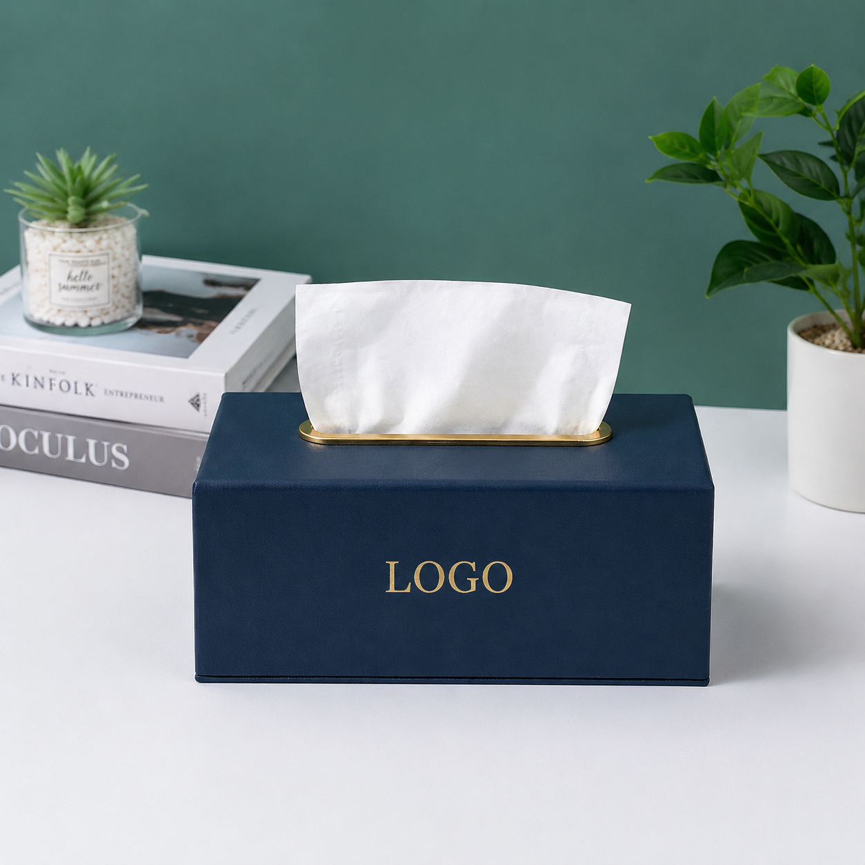 Textured Synthetic Leather Rectangular Tissue Box Holder