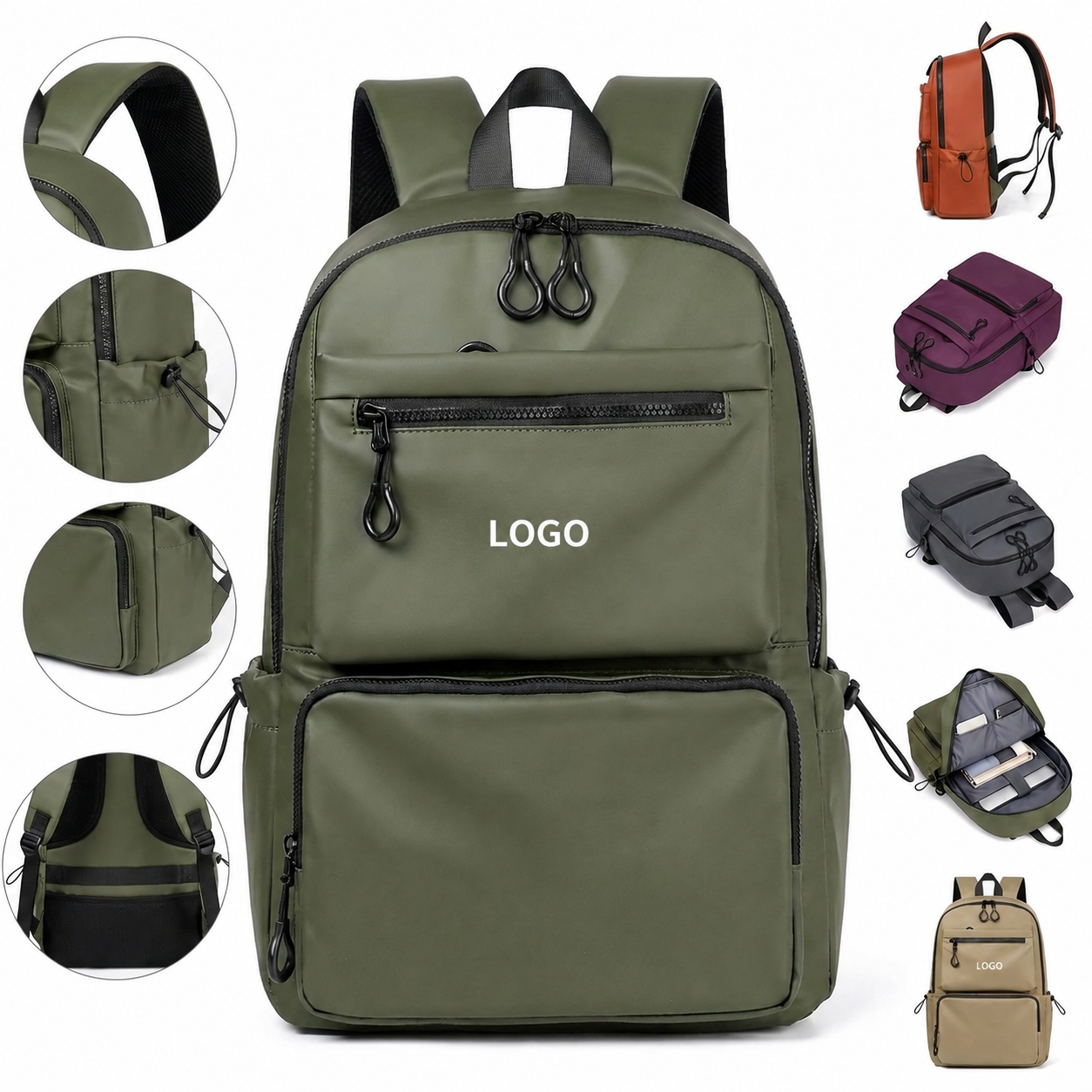15.6-Inch Padded Tech Backpack with Dual Front Utility Pockets