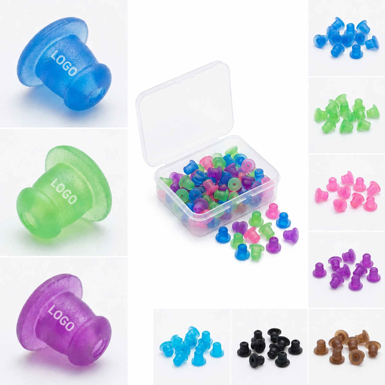 300-Piece Assorted Silicone Earring Safety Backings with Storage Case