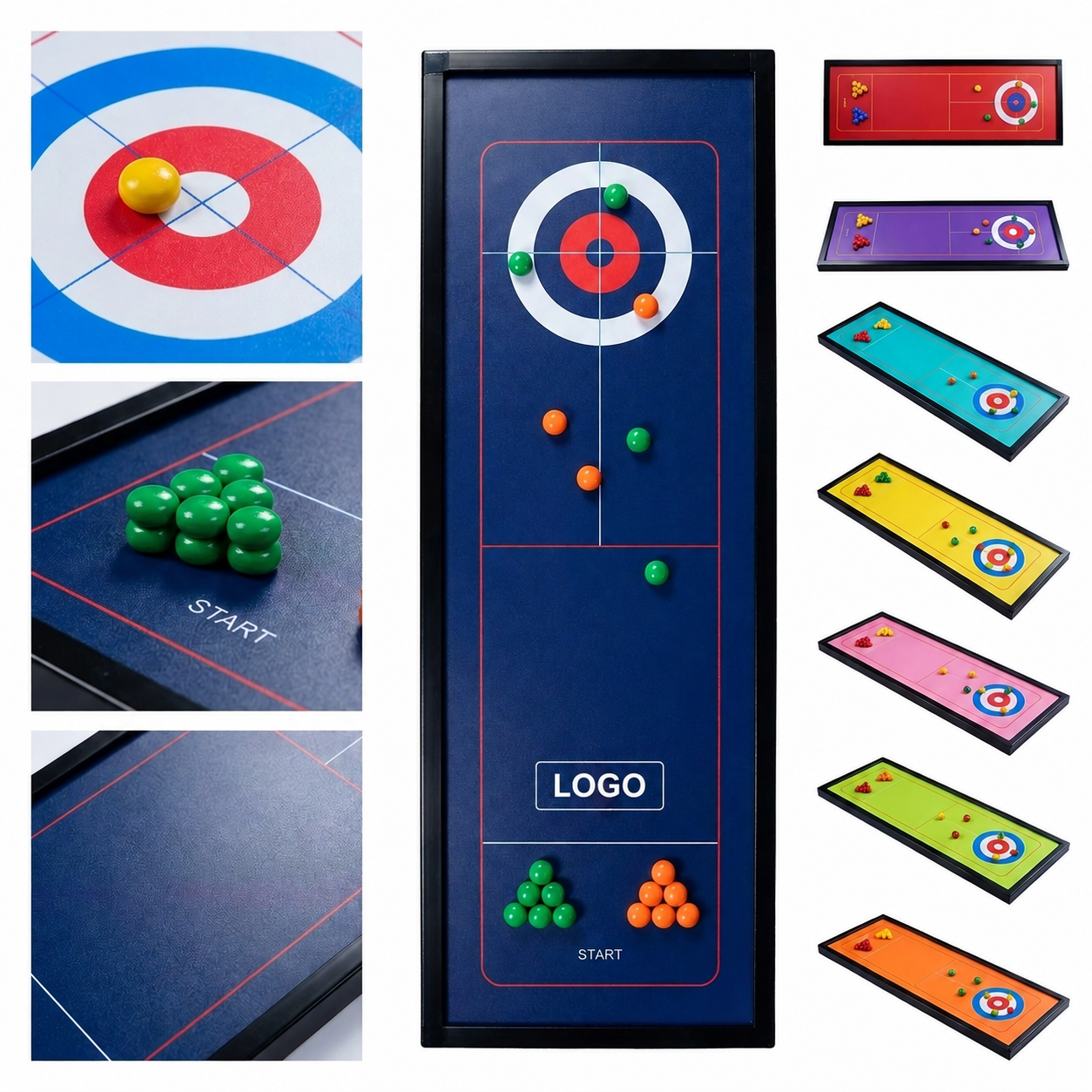 Portable Tabletop Curling Board Game with Multi-Color Surface Options
