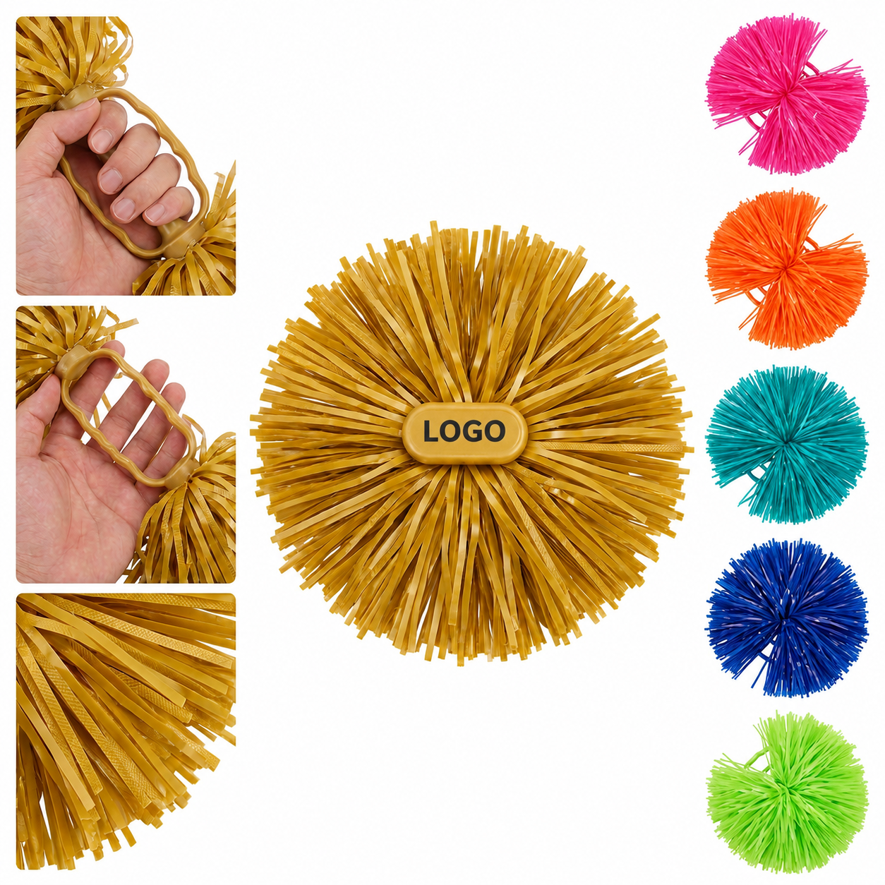 Metallic Streamer Cheerleading Poms with Integrated Hand Grip