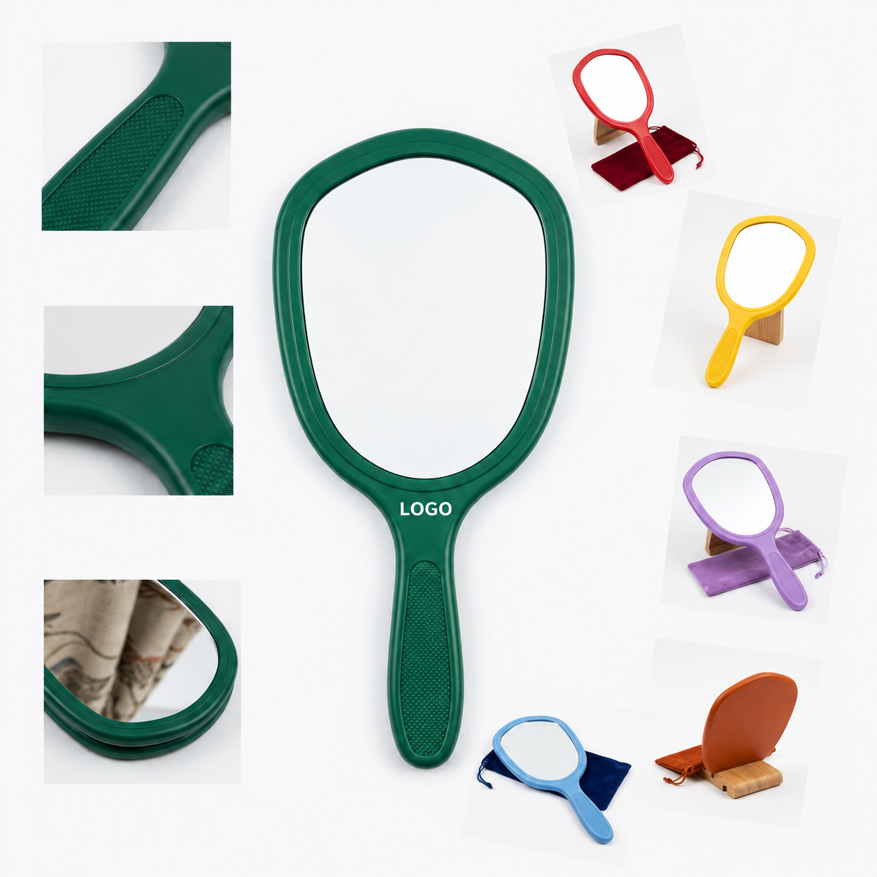 Dual-Magnification Ergonomic Handheld Mirror - Multi-Color Series