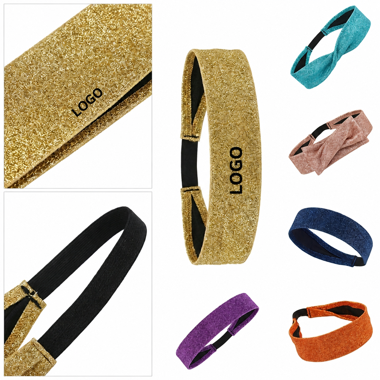 Shimmering Stretch Velvet Headband Set - 8 Pieces