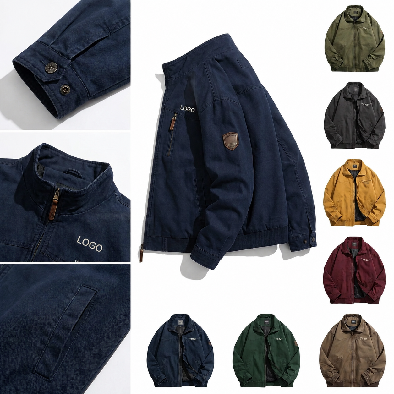 Men's Rugged Canvas Full-Zip Utility Jacket - Multipurpose Workwear