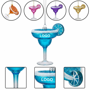 Festive Margarita Style Beverage Glass Holiday Hanging Ornament