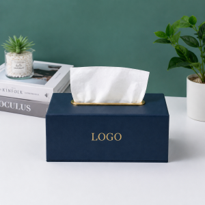 Textured Synthetic Leather Rectangular Tissue Box Holder