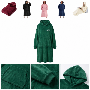 Oversized Plush Wearable Blanket Hoodie with Integrated Kangaroo Pocket