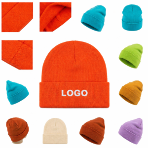 Vibrant Knit Cuffed Beanie with Slouchy Fit