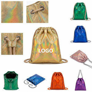 Iridescent Shimmer Drawstring Cinch Sack for Promotions and Fitness