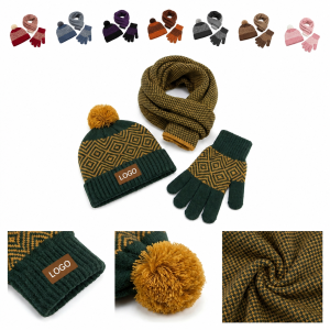 Winter Essentials Trio with Knit Beanie Scarf and Tech-Friendly Gloves