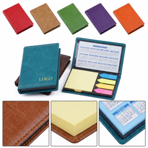 Portable PU Leather Sticky Note Portfolio with Integrated Desktop Calendar